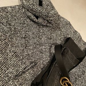 J Crew cozy black and white turtleneck sweater